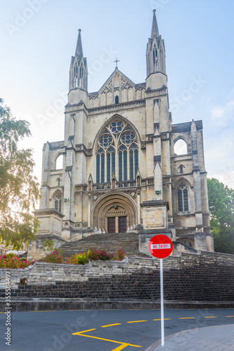 Sunset view of saint paul's cathedral in Dunedin, New Zealand photo