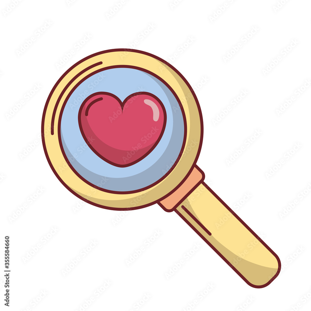 Love heart inside lupe vector design Love heart inside lupe vector design