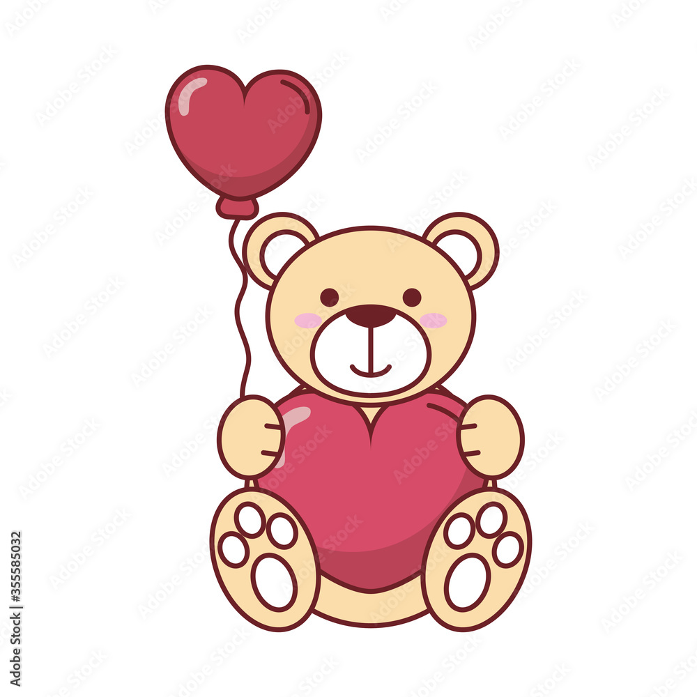 Teddy bear with heart balloon vector design Teddy bear with heart balloon vector design
