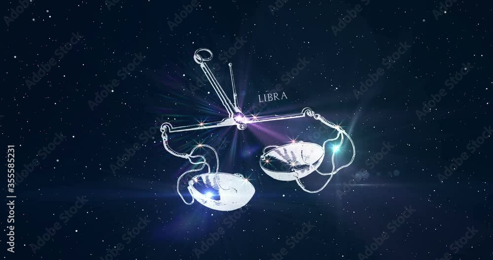 Libra. Zodiac symbol - the Scales or Balance. Astrological sign. Horoscope. Space flight through the constellation. Image of Hevelius engraving of 17th century. With and without inscription. Libra. Zodiac symbol - the Scales or Balance. Astrological sign. Horoscope. Space flight through the constellation. Image of Hevelius engraving of 17th century. With and without inscription.