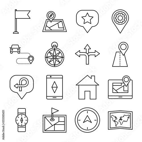 bundle of area and locations set icons