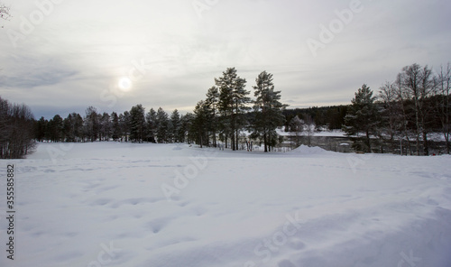 Landscape with much snow in the winter time at Sweden