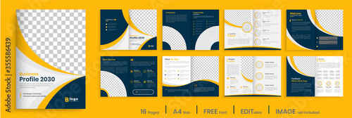 Orange business brochure template layout design, 16 page corporate brochure editable template layout, minimal business brochure template design. photo