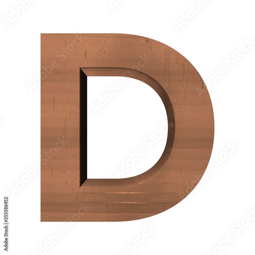 3D ENGLISH ALPHABET MADE OF BROWN PAINTED WALL : D