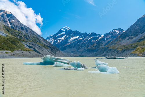 Εκτύπωση καμβά Hooker lake at Aoraki / Mount Cook national park in New Zealand
