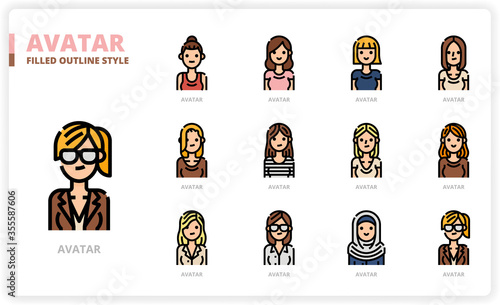 Women avatar icon set