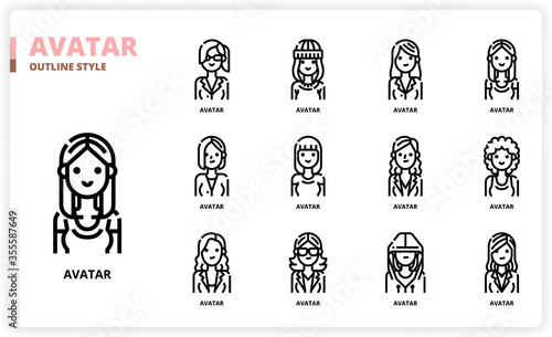 Women avatar icon set