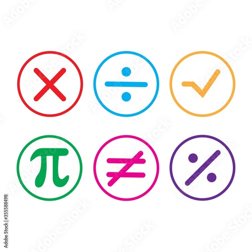 maths symbols icons, vector illustration.