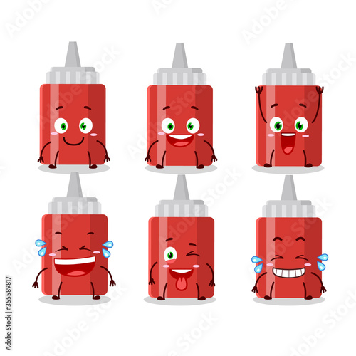 Cartoon character of sauce bottle with smile expression