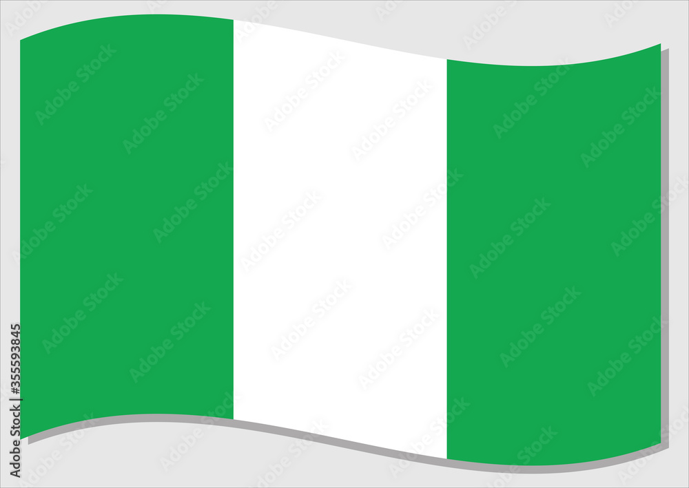 Waving flag of Nigeria vector graphic. Waving Nigerian flag illustration. Nigeria country flag wavin in the wind is a symbol of freedom and independence.
