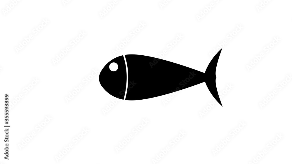 Black and white fish icon on white background Black and white fish icon on white background