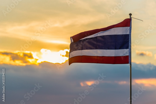 Thailand flag with the evening sun.Thailand. © bubbers
