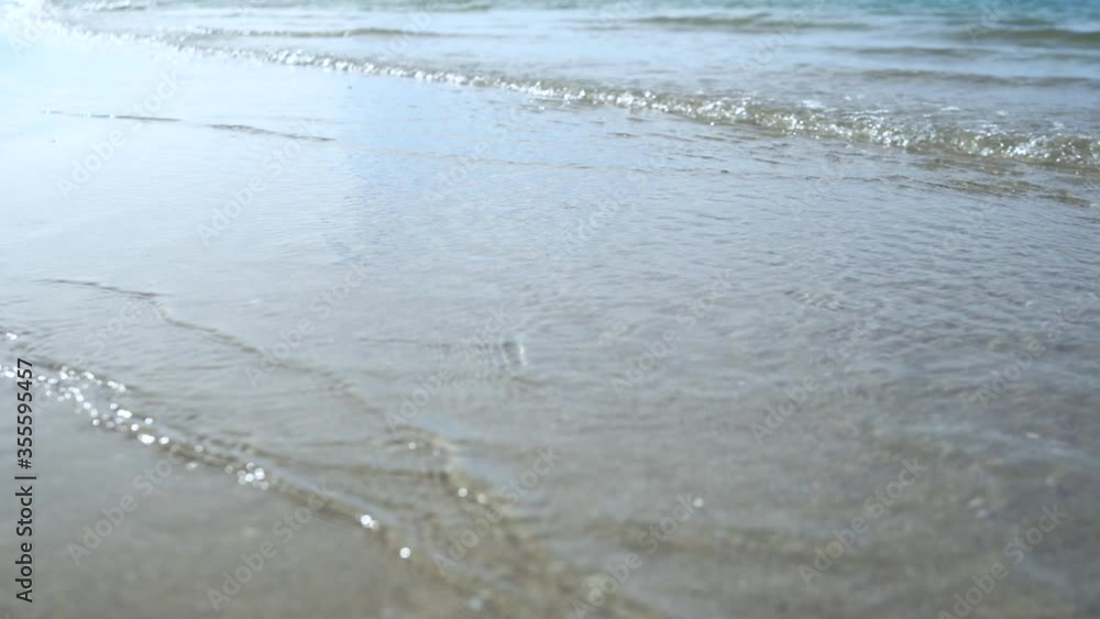 Closed up sea water wave on beach calming relax 4K video. Closed up sea water wave on beach calming relax 4K video.