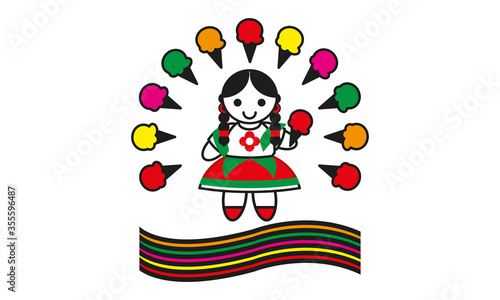 La tapatia, popsicle many flavors,ice cream many flavors, paleteria, lollypop, tapatia, michoacana, little girl