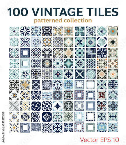 tiles Portuguese patterns antique seamless design in Vector illustration 