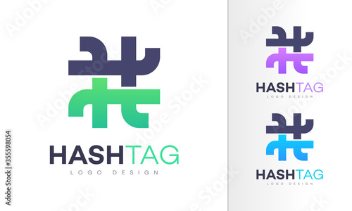 Hashtag. Hash Tag Colorful Icon Emoji Modern Professional Logo Design Vector Template