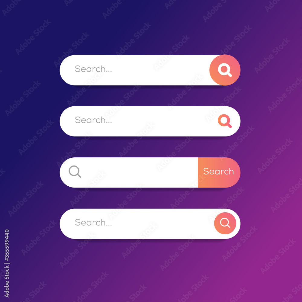 Vector illustration collection of search bar box ui ux design template Vector illustration collection of search bar box ui ux design template