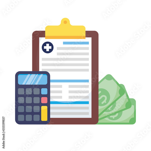 medical history calculator and bills vector design