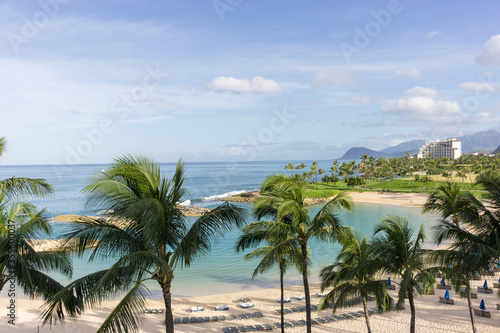 Vacation view from the resort balcony in tropical scenic Oahu Hawaii © Andrew