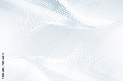 White soft perspective flow halftone waves background. Wavy pattern dots. Abstract creative graphic. Fantasy business design.