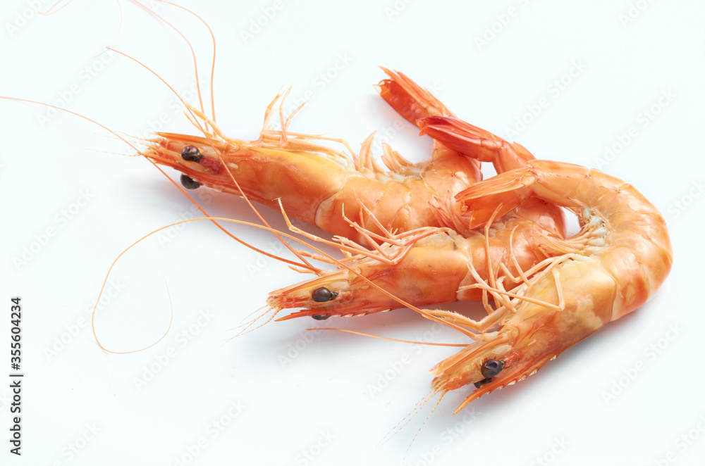 delicious fresh cooked shrimps isolated on white background delicious fresh cooked shrimps isolated on white background