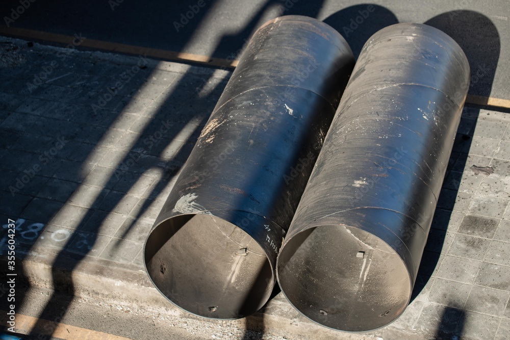 Old steel pipes, steel pipes for industrial work