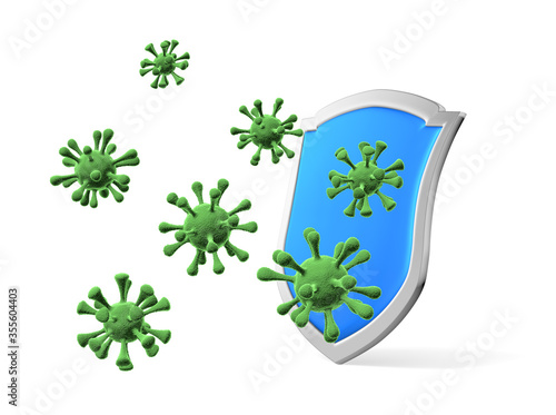 Shield protect form viruses and bacteria cells isolated, COVID-19 coronavirus, protection concept photo