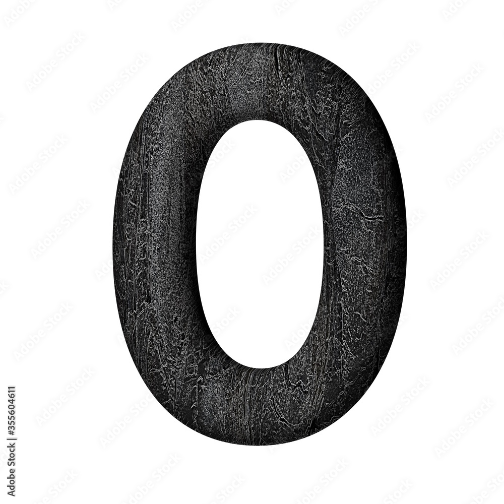 3D NUMBER MADE OF BLACK CHARCOAL TEXTURE : 0 ZERO 3D NUMBER MADE OF BLACK CHARCOAL TEXTURE : 0 ZERO