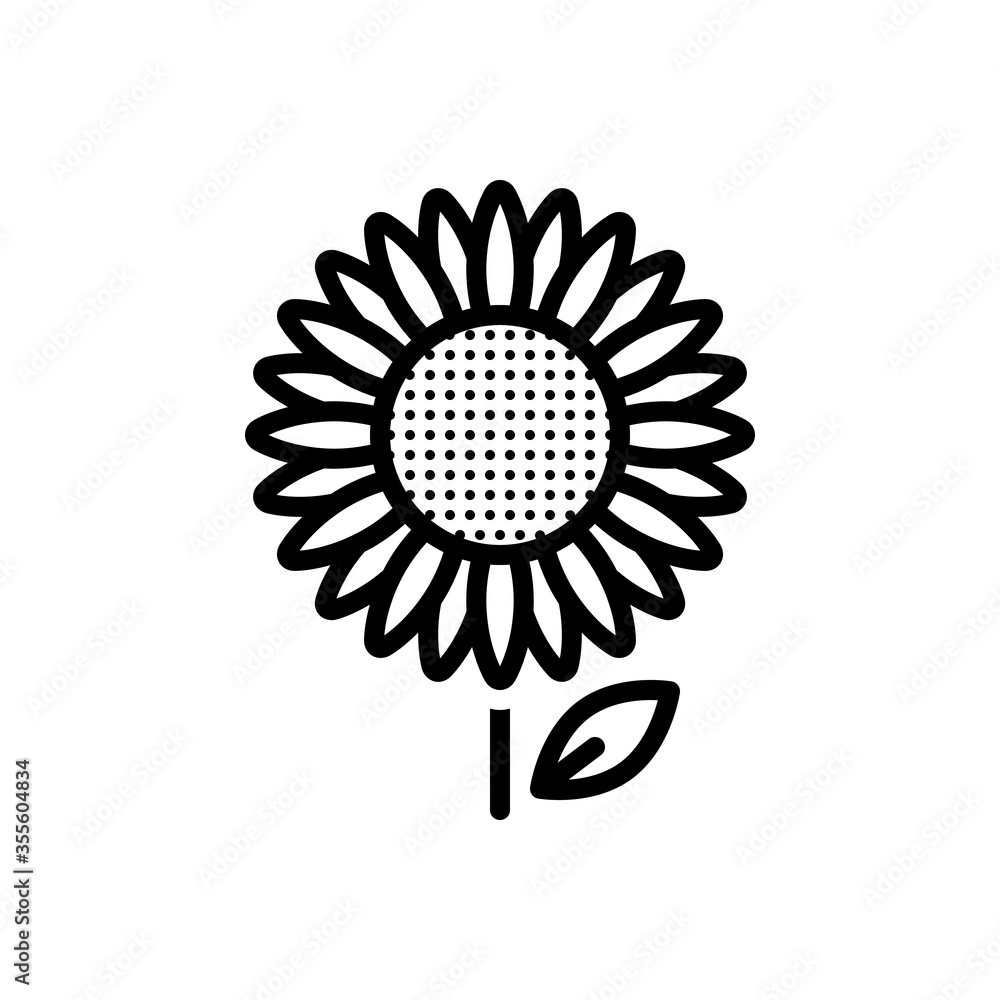 Black line icon for sunflower Black line icon for sunflower
