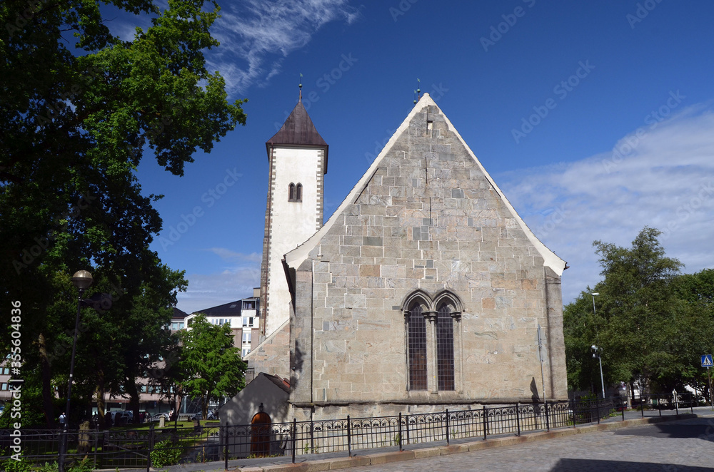 View of historical buildings of Bergen, Norway. June 