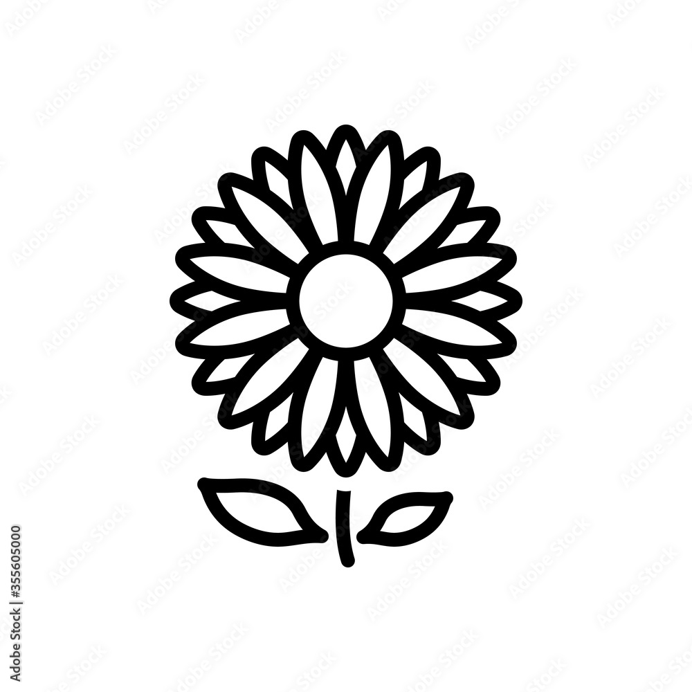 Black line icon for daisy Black line icon for daisy