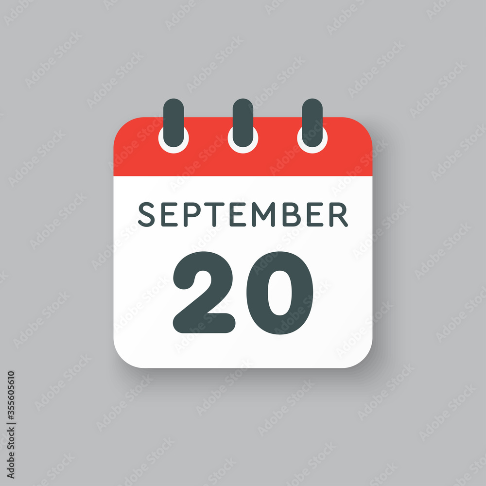 Calendar icon day 20 September, template date days Calendar icon day 20 September, template date days