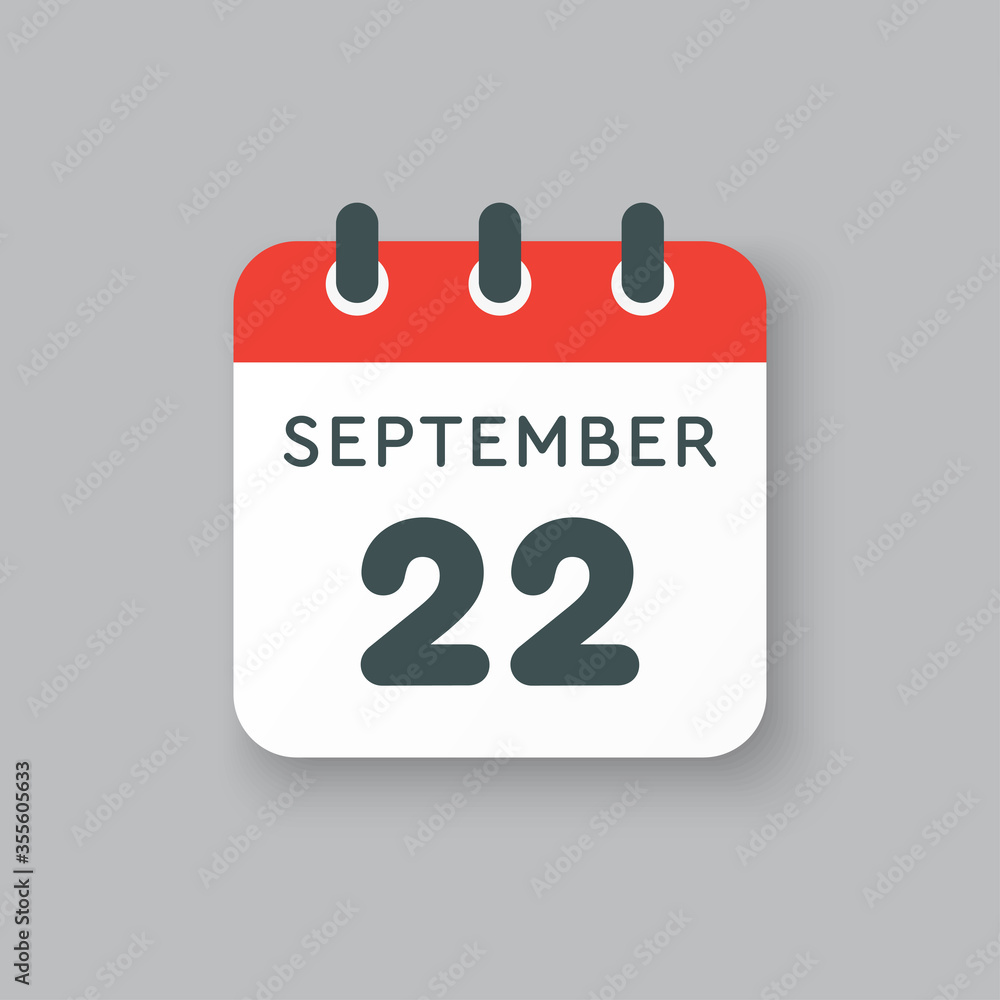Calendar icon day 22 September, template date days Calendar icon day 22 September, template date days