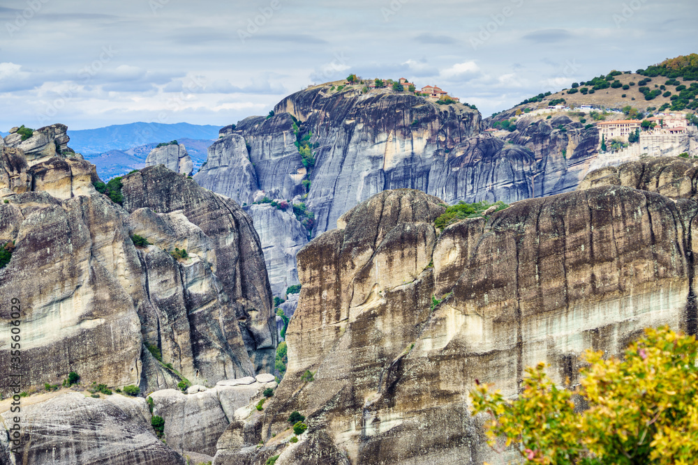 Cliffs rocky formations in Greece Meteora