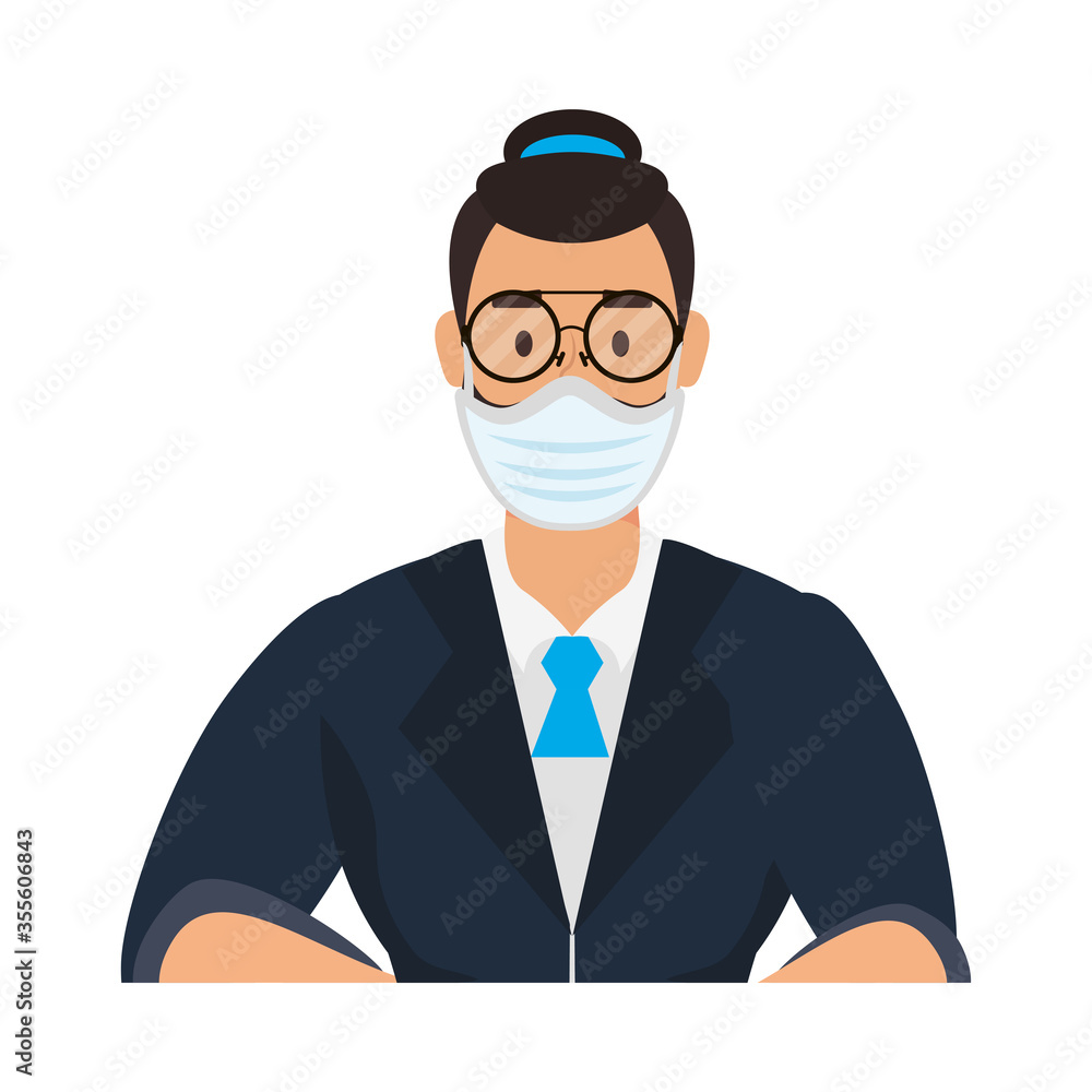 Man avatar with medical mask vector design Man avatar with medical mask vector design