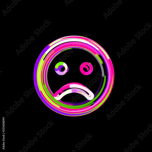 Symbol frown from multi-colored circles and stripes. UFO Green, Purple, Pink