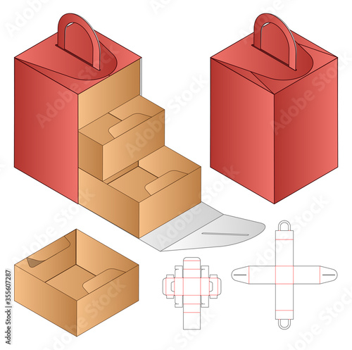 Box packaging die cut template design. 3d mock-up