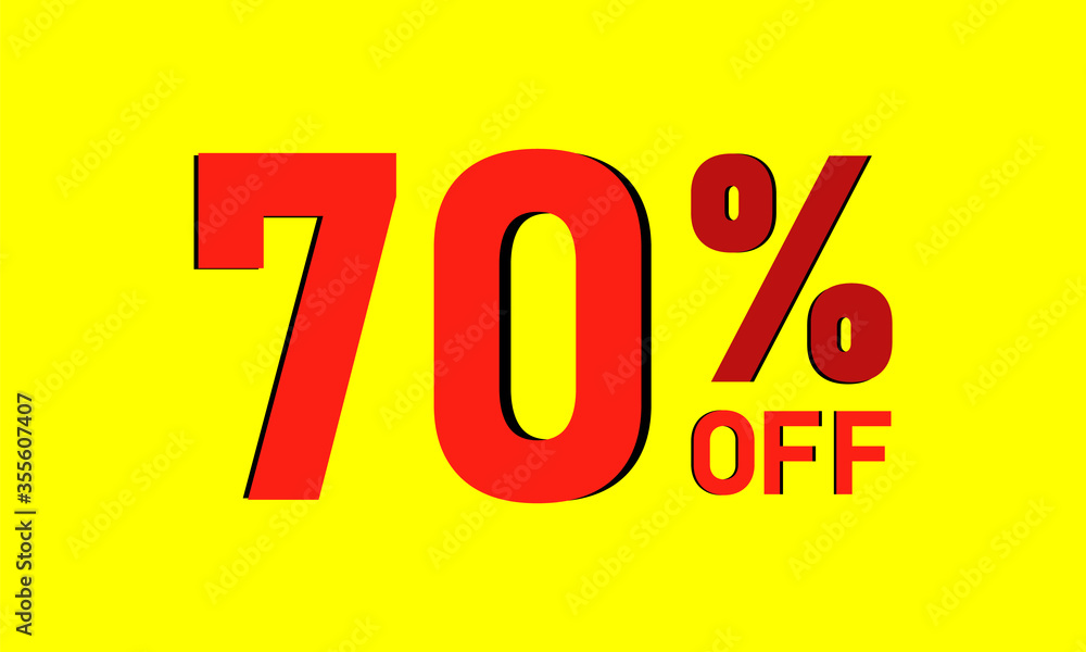 70% OFF text on yellow background 70% OFF text on yellow background