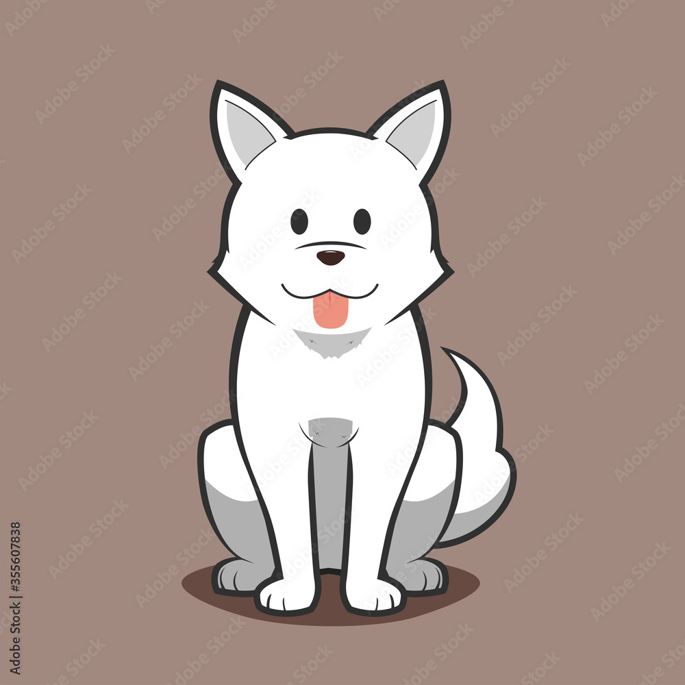 Vector illustration of Akita Inu. white dog. Japanese dog. Vector illustration of Akita Inu. white dog. Japanese dog.