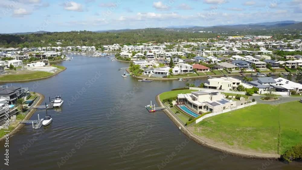 Drone Panning Above Gold Coast City Water Front Homes Drone Panning Above Gold Coast City Water Front Homes