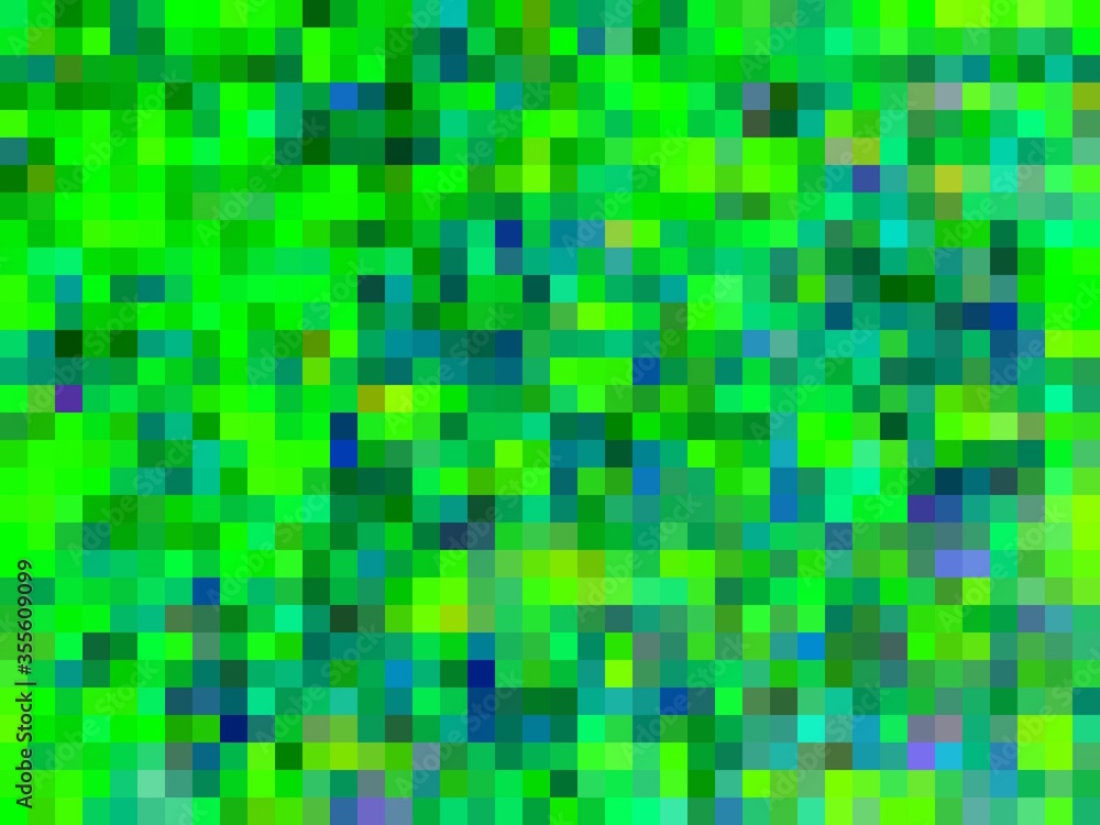 geometric square pixel pattern abstract in green and blue