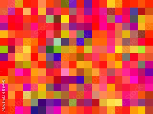 geometric square pixel pattern abstract in red pink yellow blue © timla