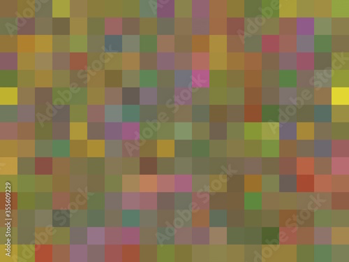 geometric square pixel pattern abstract in green pink yellow