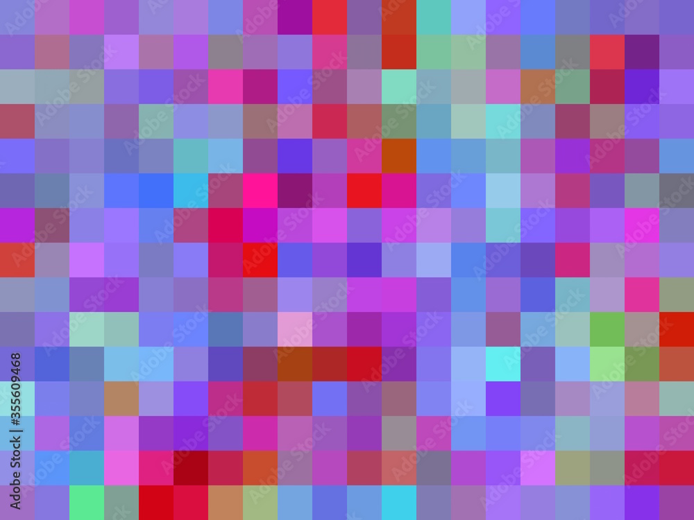 geometric square pixel pattern abstract background in blue purple pink red