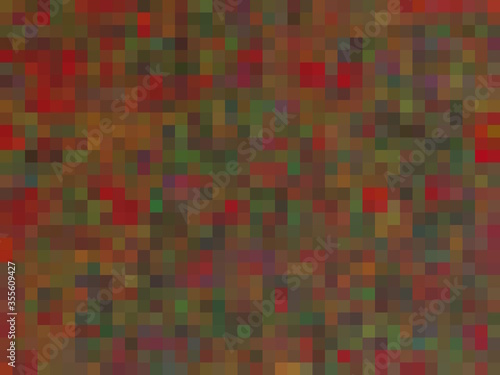 geometric square pixel pattern abstract background in red green orange