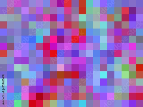 geometric square pixel pattern abstract background in blue purple pink red © timla