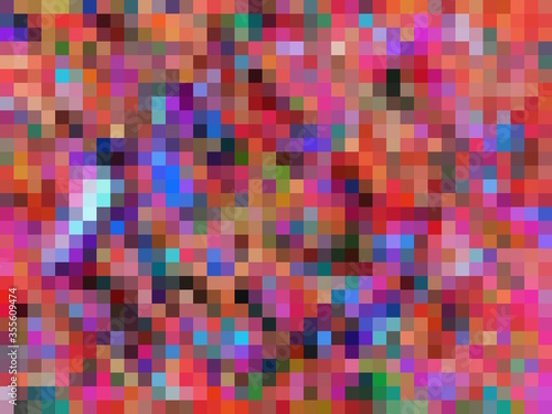 geometric square pixel pattern abstract background in pink blue orange purple
