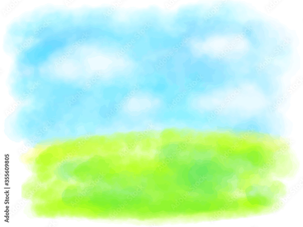 空と草原のパステル調背景