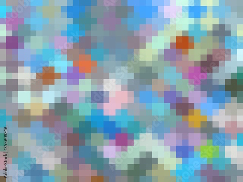 geometric square pixel pattern abstract in blue pink green