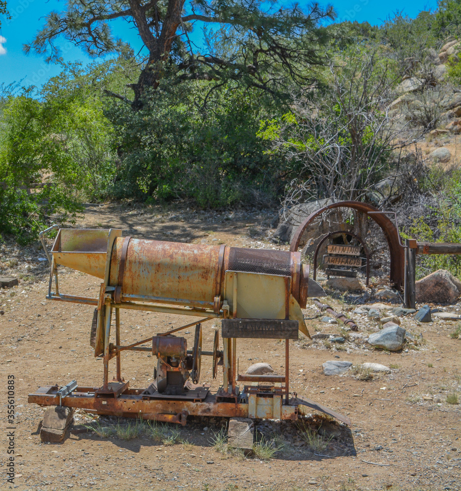 Historic Gold Mining Sluice Box Prospectors used. They separated gold from sand and gravel. In Prescott Valley, Prescott National Forest, Yavapai County, Arizona United States. Historic Gold Mining Sluice Box Prospectors used. They separated gold from sand and gravel. In Prescott Valley, Prescott National Forest, Yavapai County, Arizona United States.
